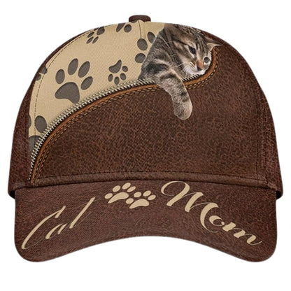 Tabby Cat Mom 3D Baseball Cap, Cat 3D Printed Caps For Mom CP0180