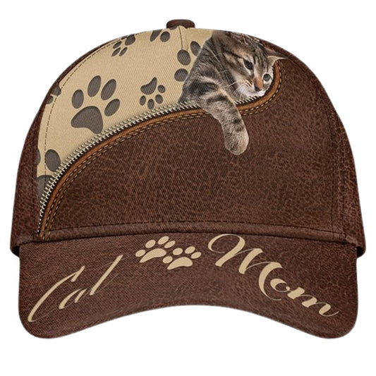 Tabby Cat Mom 3D Baseball Cap, Cat 3D Printed Caps For Mom CP0180