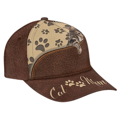 Tabby Cat Mom 3D Baseball Cap, Cat 3D Printed Caps For Mom CP0180