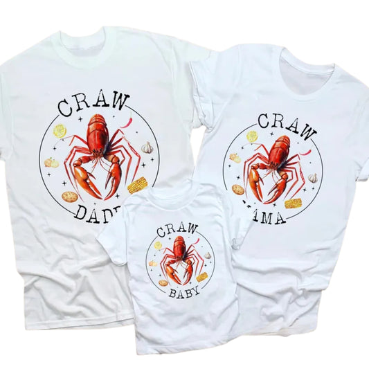 Craw Daddy Craw Mama Matching Crawfish Boil Family T Shirts, Custom Crawfish Family Shirts ET0634