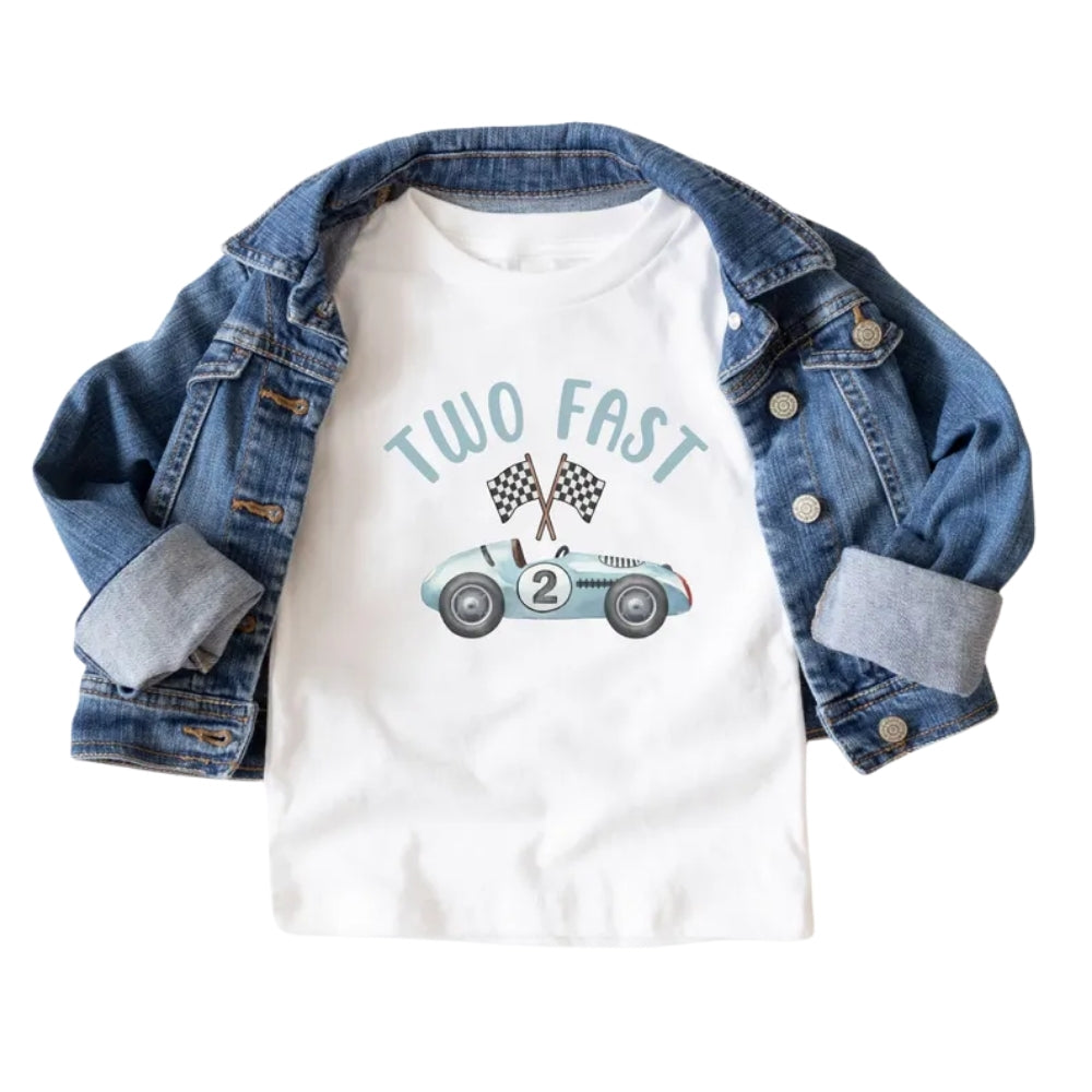 Two Fast Custom Race Car 2nd Birthday Matching Family T Shirts, Custom 2nd Birthday Shirts For Family ET0354