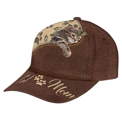 Tabby Cat Mom 3D Baseball Cap, Cat 3D Printed Caps For Mom CP0180
