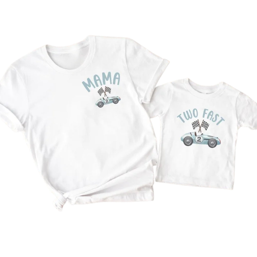 Two Fast Custom Race Car 2nd Birthday Matching Family T Shirts, Custom 2nd Birthday Shirts For Family ET0354