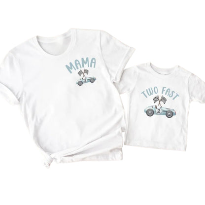 Two Fast Custom Race Car 2nd Birthday Matching Family T Shirts, Custom 2nd Birthday Shirts For Family ET0354