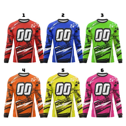 Custom Number Blue Long Sleeve Motocross Dirt Bike Jersey For Men, Personalized Dirt Bike Shirts ME0019