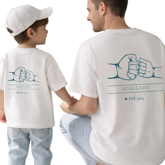 Custom Fist Bump Matching Dad And Son T Shirts For Father Day, Custom Matching Family T Shirts ET0628