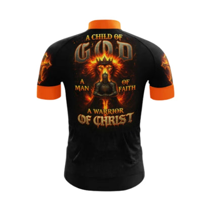 A Child Of God A Man Of Faith A Warrior Of Christ Cycling Short Sleeve Jersey For Men, Faith Christian Cycling Jerseys CG0546