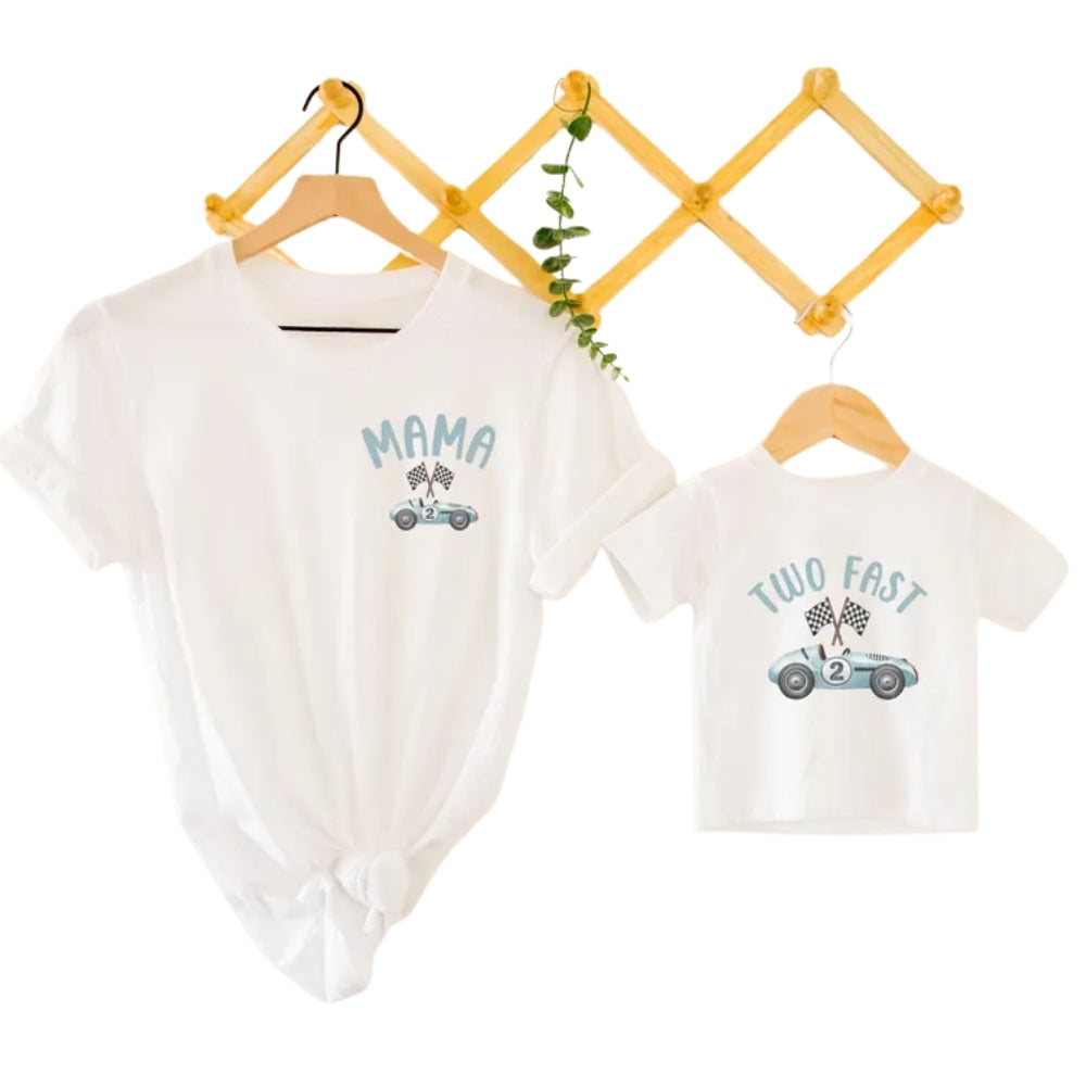 Two Fast Custom Race Car 2nd Birthday Matching Family T Shirts, Custom 2nd Birthday Shirts For Family ET0354