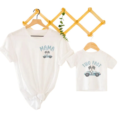 Two Fast Custom Race Car 2nd Birthday Matching Family T Shirts, Custom 2nd Birthday Shirts For Family ET0354