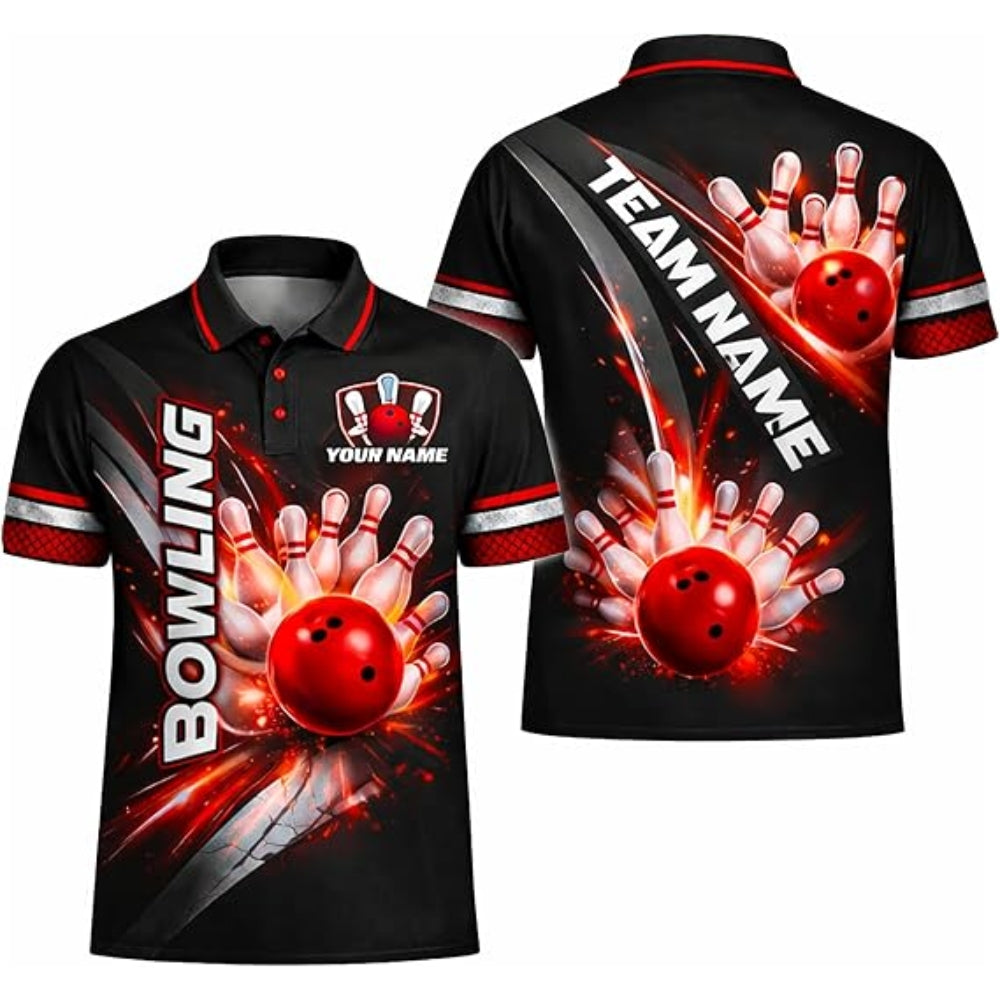 Custom Team Black And Purple Bowling Polo Shirt For Men, Custom Bowling Shirts BZ0378