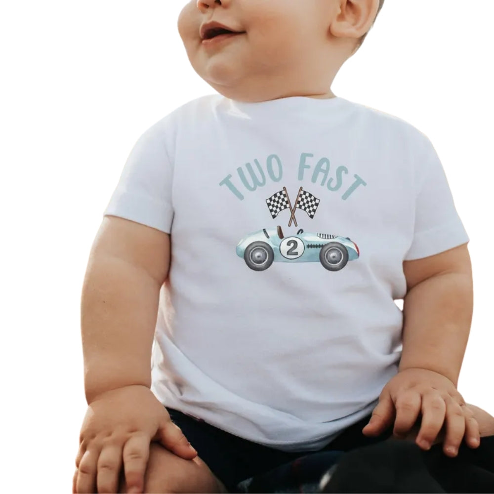 Two Fast Custom Race Car 2nd Birthday Matching Family T Shirts, Custom 2nd Birthday Shirts For Family ET0354