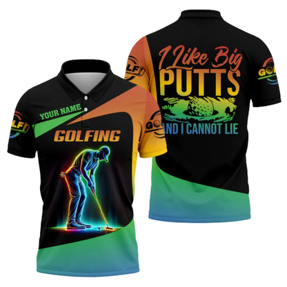 I Like Big Putts And I Cannot Lie Custom Neon Golf Polo Shirt Mens, Custom Funny Golf Shirts GZ0238