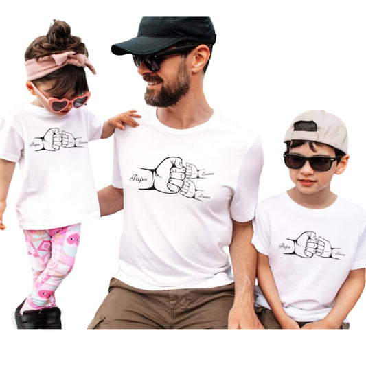Fist Bump Custom Kid Names Matching Dad Son Daughter Father Day T Shirt, Custom Matching Family Shirts For Father Day ET0629
