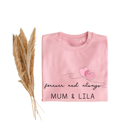 Forever And Always Heart Personalized Mommy And Me Sweatshirt Matching, Custom Mother And Child Sweatshirts ET1447