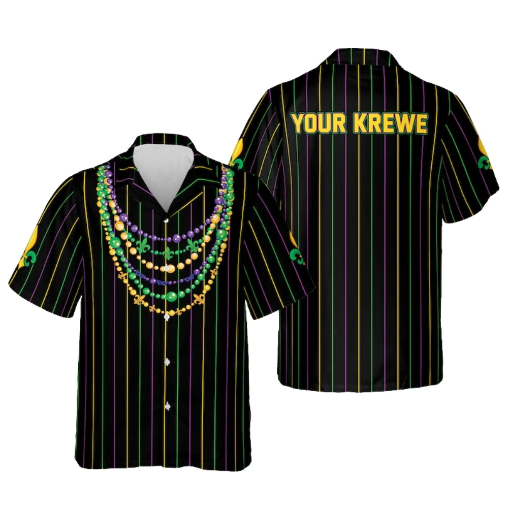 Custom Mardi Gras Hawaiian Shirt With Krewe Name, Custom Mardi Gras Hawaiian Shirts HE0005