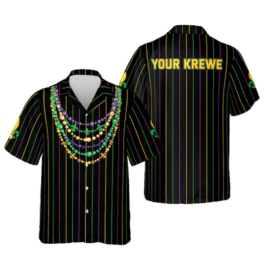 Custom Mardi Gras Hawaiian Shirt With Krewe Name, Custom Mardi Gras Hawaiian Shirts HE0005