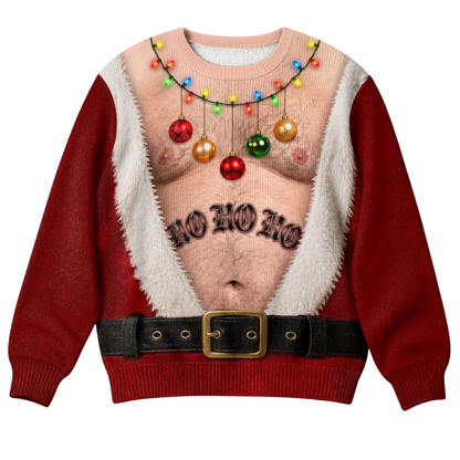 Fat Belly Santa Christmas Ugly Sweater, Funny Christmas Sweatshirt For Dad Husband 2D1208