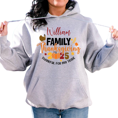 Personalized Family Thanksgiving Thankful For My Tribe Sweatshirt, Custom Matching Thanksgiving Family Sweatshirts ET1288
