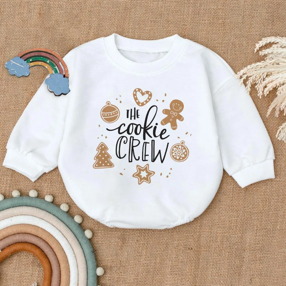 The Cookie Crew Christmas Baby Romper Sweatshirt, Baby Christmas Romper Sweatshirt BB0114