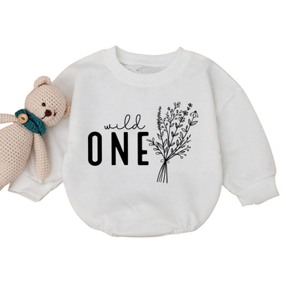 Wild One Birthday Baby Romper Sweatshirt, 1st Birthday Baby Romper Sweatshirt BB0036