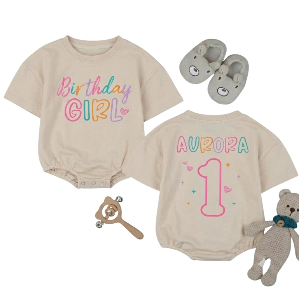 Customized 1st Birthday Girl Bubble Tshirt Bubble Romper, Custom First Birthday Romper For Baby Girl BB0253