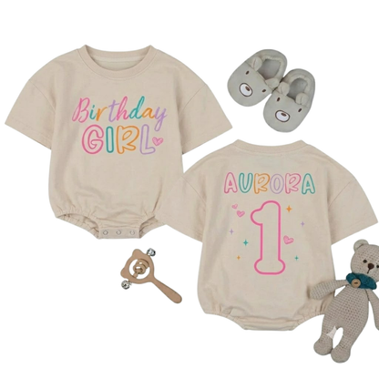 Customized 1st Birthday Girl Bubble Tshirt Bubble Romper, Custom First Birthday Romper For Baby Girl BB0253