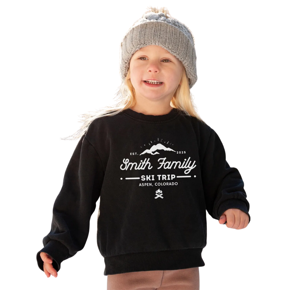 Custom Family Name Ski Trip Matching Sweatshirts, Custom Ski Vacation Sweatshirt For Family ET1346