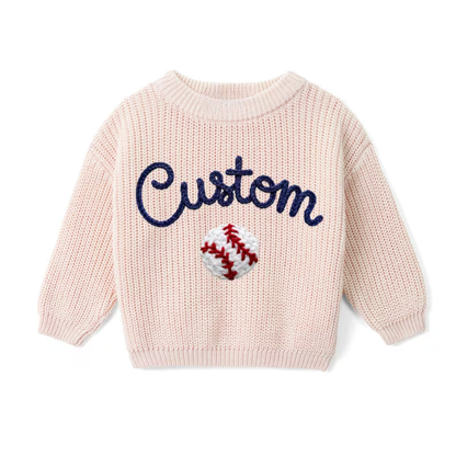 Personalized Baseball Baby Embroidered Sweater, Custom Baby Baseball Lover Sweatshirt BB0319