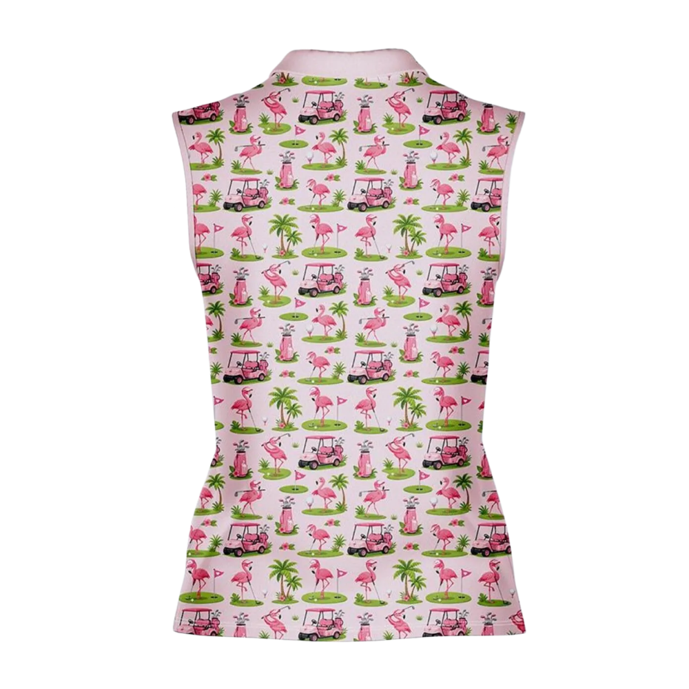 Women's Flamingo Sleeveless Golf Shirt, Flamingo Golf Shirt For Ladies GE0606
