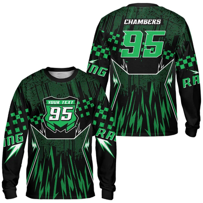 Personalized Mens Black Red Dirt Bike Jersey Long Sleeve, Custom Racing Dirt Bike Shirts MZ0108