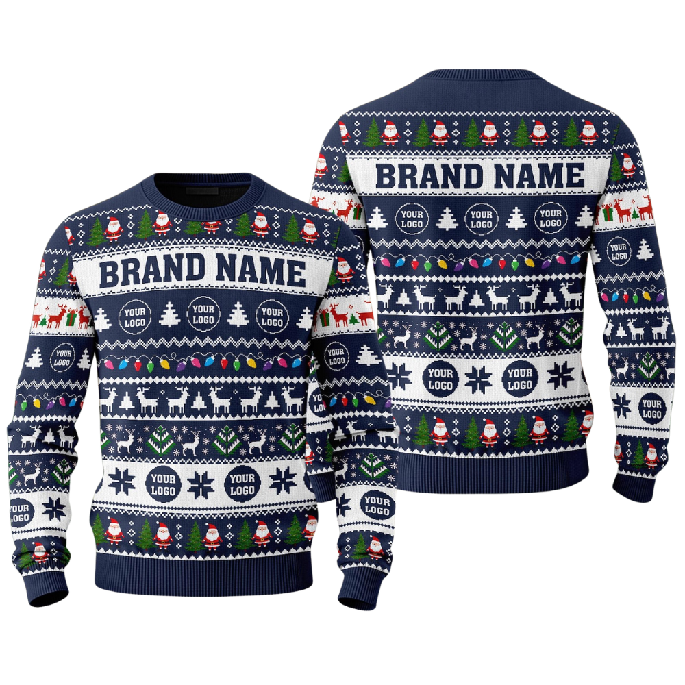 Custom Brand Name And Logo Christmas Ugly Sweater, Custom Business Logo Christmas Sweatshirt 2D1245