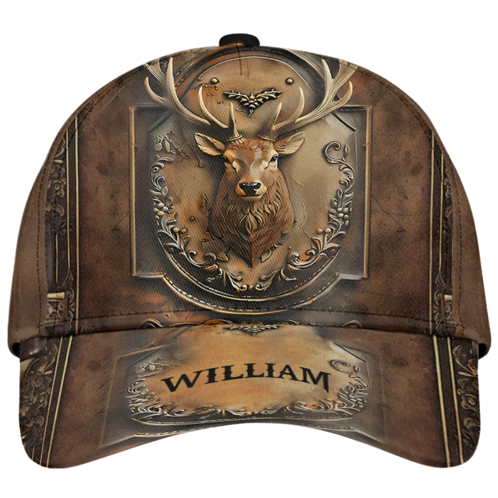 Custom Deer Hunting Brown Baseball 3D Printed Cap, Personalized Deer Hunter Hat CP0618