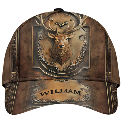 Custom Deer Hunting Brown Baseball 3D Printed Cap, Personalized Deer Hunter Hat CP0618