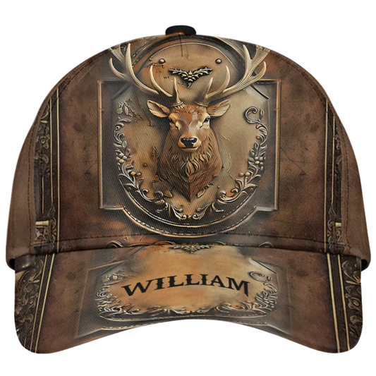 Custom Deer Hunting Brown Baseball 3D Printed Cap, Personalized Deer Hunter Hat CP0618