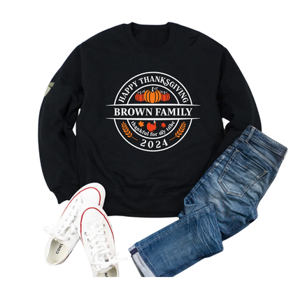 Happy Thanksgiving Personalized Family Matching Sweatshirt, Custom Thanksgiving Family Sweatshirts ET1384