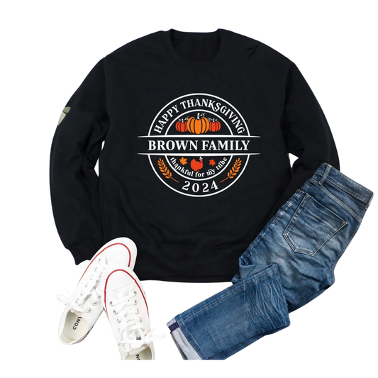Happy Thanksgiving Personalized Family Matching Sweatshirt, Custom Thanksgiving Family Sweatshirts ET1384