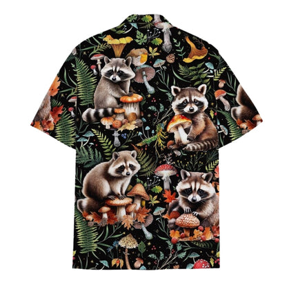 Raccoon Mushroom Hawaiian Shirt Men Women, Tropical Raccoon Lover Hawaiian Shirts HE0164