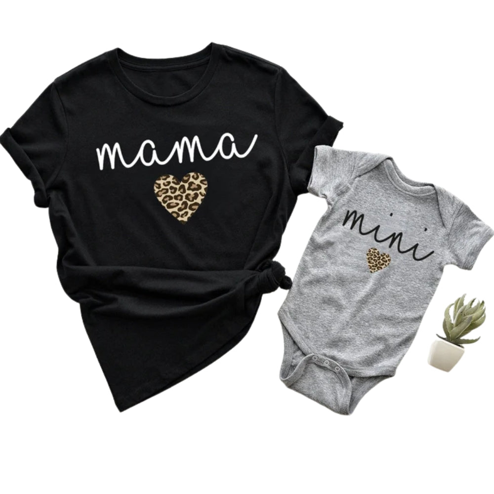 Mama And Mini Leopard Matching T Shirt, Matching Leopard Mother And Daughter Shirts ET0945