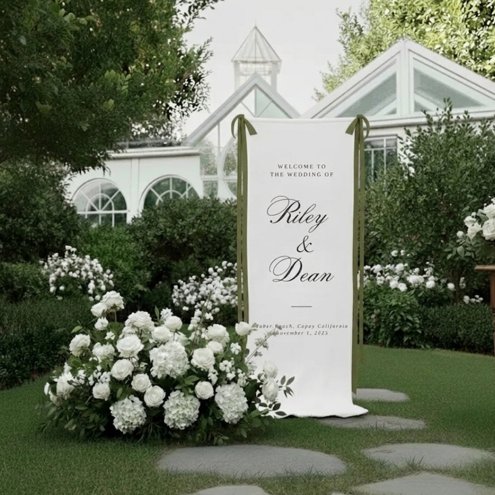 Custom Couple Name Fabric Welcome Wedding Banner, Personalized Linen Sign For Wedding WD0223