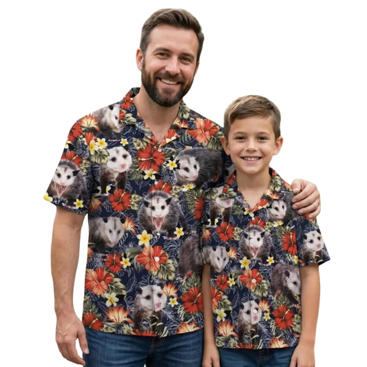 Matching Opossum Tropical Hawaiian Shirts For Family, Opossum Lover Family Hawaiian Shirts ET0636