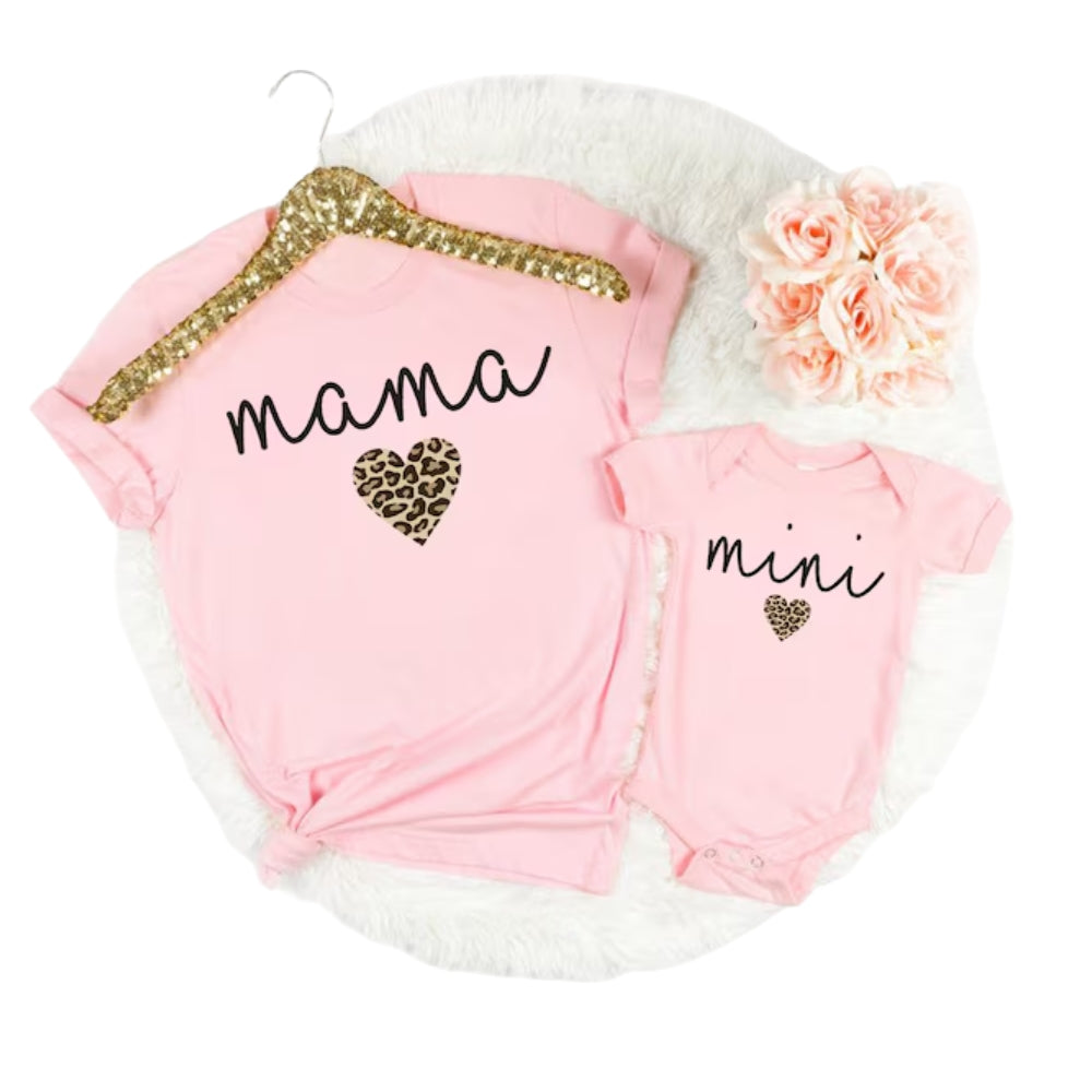 Mama And Mini Leopard Matching T Shirt, Matching Leopard Mother And Daughter Shirts ET0945