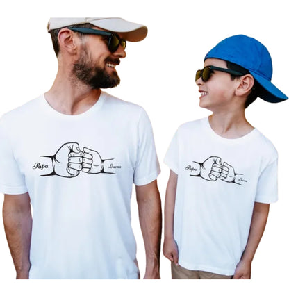 Fist Bump Custom Kid Names Matching Dad Son Daughter Father Day T Shirt, Custom Matching Family Shirts For Father Day ET0629
