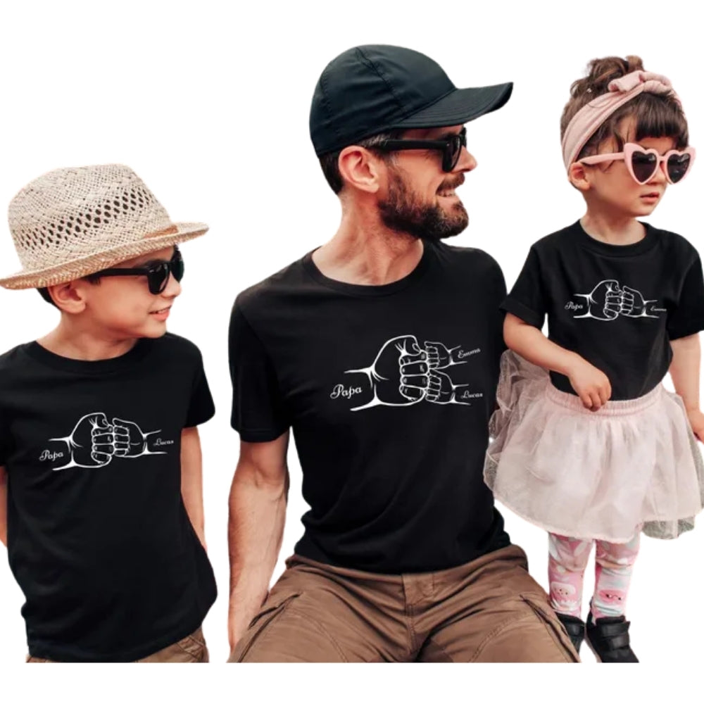 Fist Bump Custom Kid Names Matching Dad Son Daughter Father Day T Shirt, Custom Matching Family Shirts For Father Day ET0629