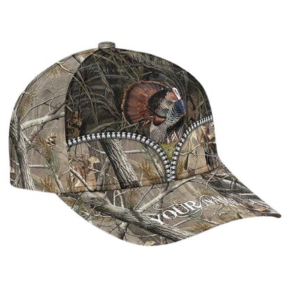 Custom Camo Turkey Hunting 3D Baseball Cap, Custom Turkey Caps Hats CP0182