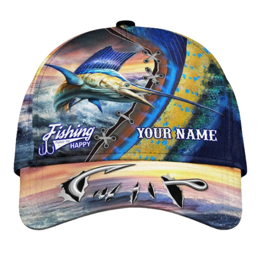 Custom Marlin Fishing Baseball Cap Fishing Make Me Happy, Personalized Marlin Fishing Lovers Hat CP0441