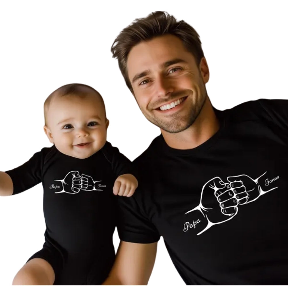 Fist Bump Custom Kid Names Matching Dad Son Daughter Father Day T Shirt, Custom Matching Family Shirts For Father Day ET0629