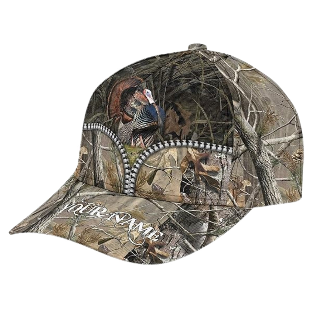 Custom Camo Turkey Hunting 3D Baseball Cap, Custom Turkey Caps Hats CP0182