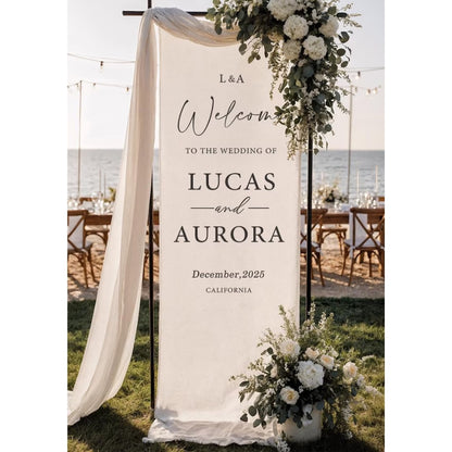 Fabric Welcome Sign Personalized Wedding Banner, Custom Welcome Wedding Banner Signs WD0225