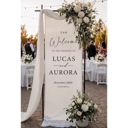 Fabric Welcome Sign Personalized Wedding Banner, Custom Welcome Wedding Banner Signs WD0225