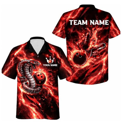 Custom Snake Thunder Purple Hawaiian Bowling Shirt Mens, Custom Snake Bowling Shirts For Team BZ0379